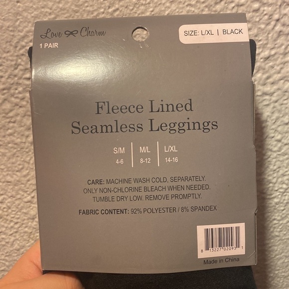 𝅺NIB love and charm fleece lined seamless leggings - Picture 2 of 2